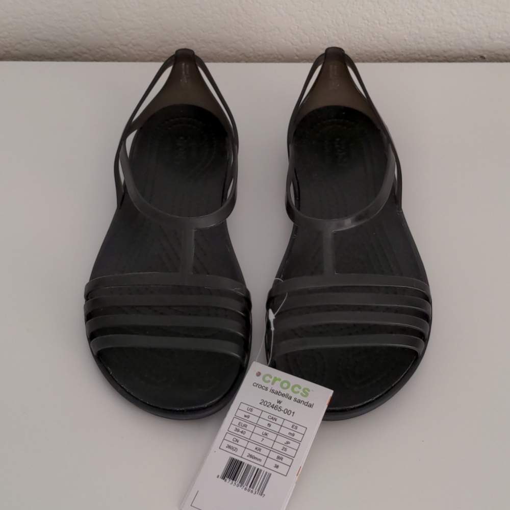 Crocs Isabella Flat Sandal Black SZ 9